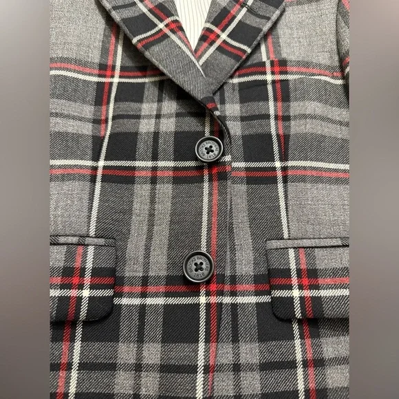 Brooks Brothers Boys Two-Button Charcoal Plaid Wool Suit Jacket - Size 6 - Picture 4 of 7